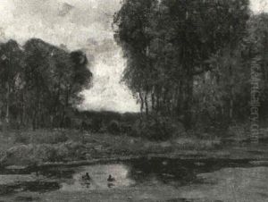 Herbstlandschaft Mit Weiher by Peter Paul Mueller
