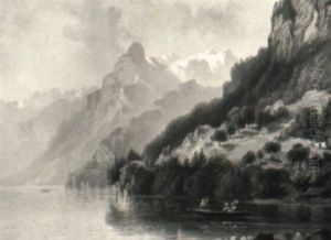 Schweizer Seenlandschaft (vierwaldst,tter See?) by Rudolph Mueller