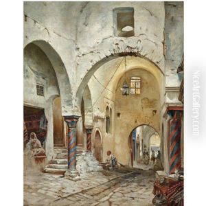 The Souk Des Etoffes, Tunis by Rudolph Gustav Mueller