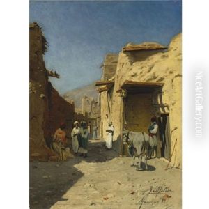 An Arab Street by Rudolph Gustav Mueller