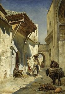 An Arabic Street by Rudolph Gustav Mueller