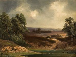 Landscape With Horse And Cart by Theodore Muller