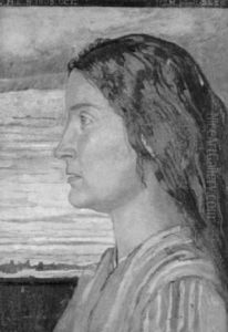 Profilportrat Einer Frau Mit Langem Haar by Wilhelm (William) Mueller