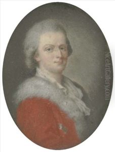 A Gentleman, In Fur-bordered Red Coat, White Shirt, Powdered Hair by Wilhelm Andreas Mueller