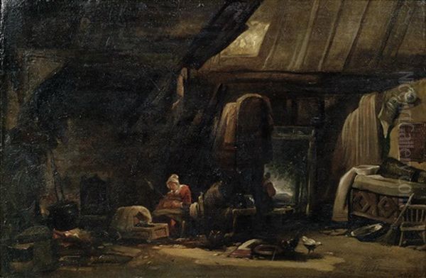 A Cottage Interior With Mother And Child - view 1
