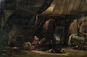 A Cottage Interior With Mother And Child by William James Mueller