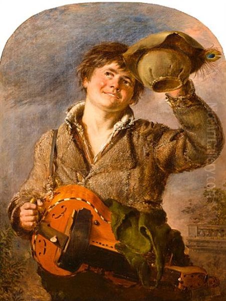 An Italian Boy With A Hurdy-gurdy - view 1