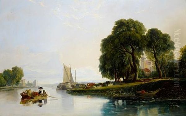 River Landscape With Figure In Boat (+ Another, Pencil; 2 Works) - view 1