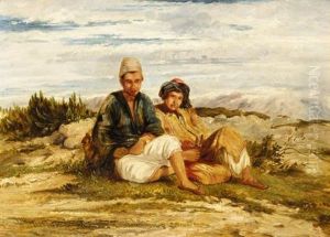 Two Oriental Boys Resting In A Landscape Two Oriental Boys Resting In A Landscape