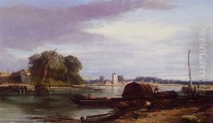 Loading Barges On The Thames by William James Mueller