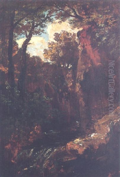 A Wooded Ravine, Probably At Clifton, With A Stream Running Through - view 1