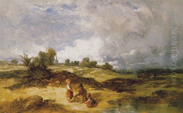 Whitchurch Heath With Children By A Pool - view 1