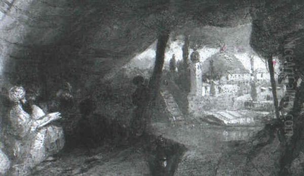 Figures In A Tent, A Mosque Beyond - view 1