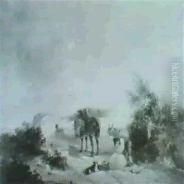Gypsy Family Leaving Camp - view 1