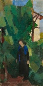 Frau Burckhardt Im Garten by Albert Mueller