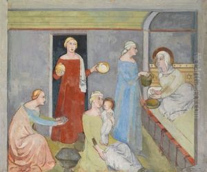 Geburt Der Maria (after Bartolo Di Fredi) by Albert Mueller