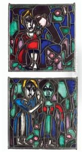 Zwei Frauen, Stehend (+ Zwei Frauen, Sitzend; Pair) by Albert Mueller
