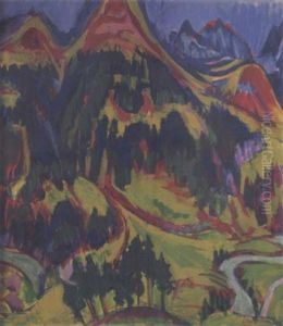 Grosse Berglandschaft (davoser Landschaft) by Albert Mueller