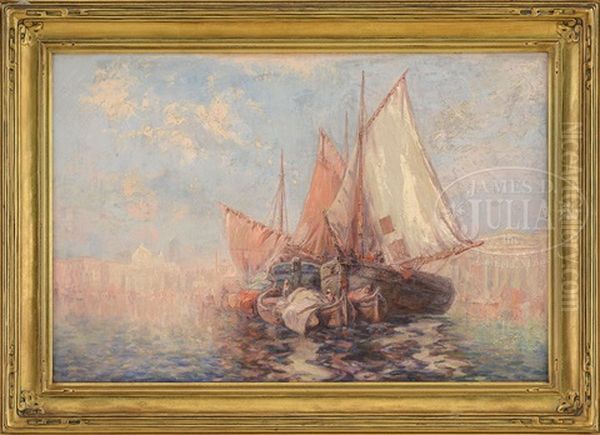 Sailboats Along Grand Canal In Venice - view 1
