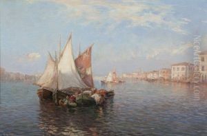 Venetian Scene With Sailboats by Carl Mueller