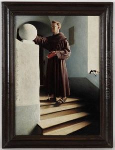 Moine Franciscain Avec Un Chat