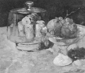 Stilleben Mit Kaseglocke Und Obstschale
