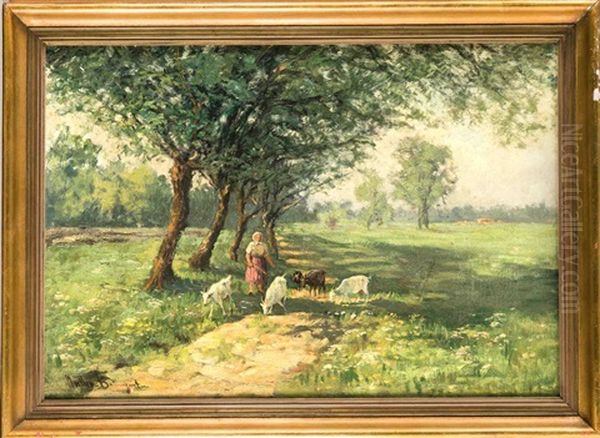 Ziegenhirtin In Sommerlicher Landschaft - view 1