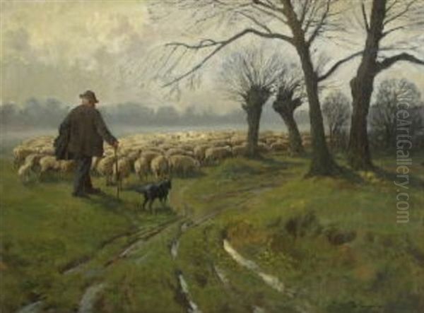 Schafer Mit Herde - view 1