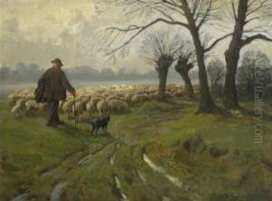 Schafer Mit Herde Schafer Mit Herde