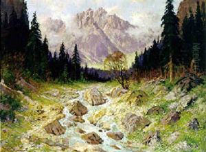 Palvenhorner Mit Wimmbachtal by Carl Mueller-Baumgarten