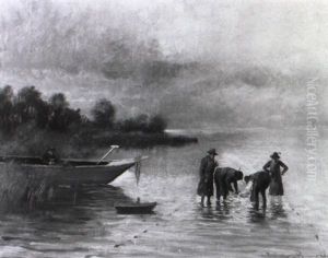Fischer Am Seeufer by Carl Mueller-Baumgarten