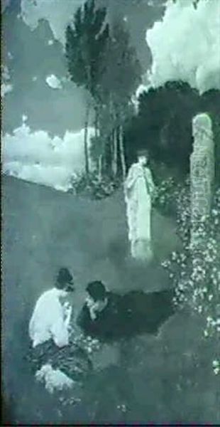 Liebespaar Vor Antiker Stele In Akadischer Landschaft - view 1