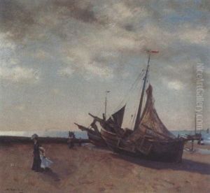 Strandszene by Adolf Leonhard Mueller-Cassel