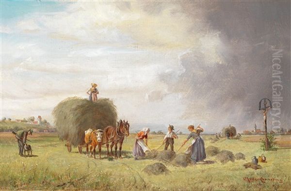 Haymaking With Approaching Storm - view 1