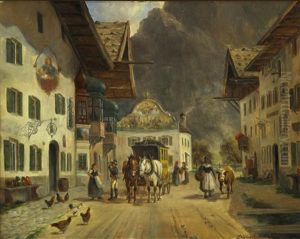 A Village In The Alps by Ludwig Mueller-Cornelius