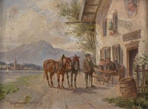 Rast Vor Dem Wirtshaus by Ludwig Mueller-Cornelius