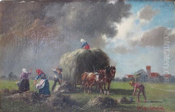 Heuernte Bei Aufziehendem Gewitter - view 1