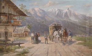 Rast Der Postkutsche by Ludwig Mueller-Cornelius