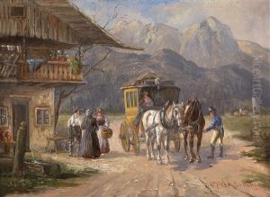 Halt Der Postkutsche by Ludwig Mueller-Cornelius