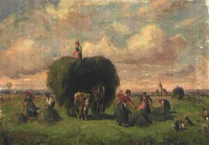 Bauern Bei Der Heuernte by Ludwig Mueller-Cornelius