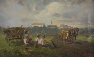 Rastende Bauern Vor Dachau by Ludwig Mueller-Cornelius
