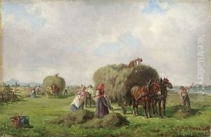 Bauern Bei Der Heuernte by Ludwig Mueller-Cornelius