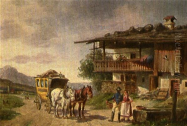 Halt Der Postkutsche Vor Dem Bauernhaus - view 1