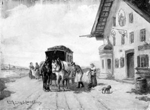 Postkutsche Vor Dem Wirtshaus by Ludwig Mueller-Cornelius