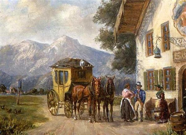 Halt Der Postkutsche Vor Dem Gasthaus - view 1