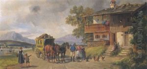 Ankunft Der Postkutsche by Ludwig Mueller-Cornelius