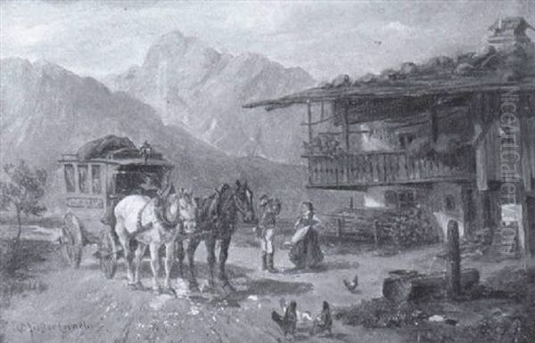 Halt Der Postkutsche Vor Einem Gehoft In Den Bergen - view 1