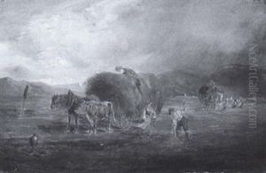 Heuernte Bei Aufziehendem Gewitter