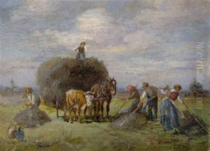 Bauern Bei Der Heuernte by Ludwig Mueller-Cornelius