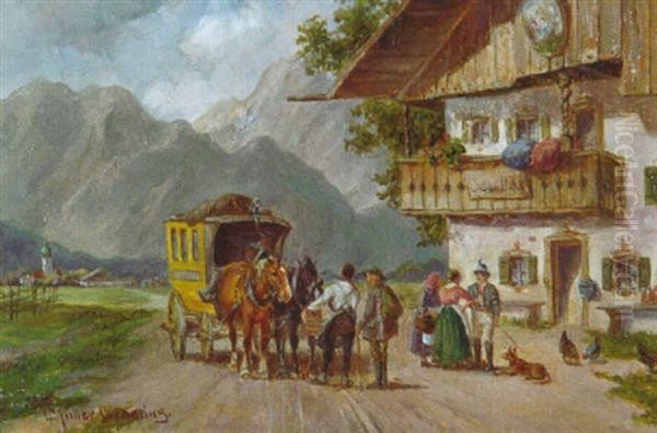 Halt Der Postkutsche Vor Dem Oberbayerischen Bauernhaus - view 1
